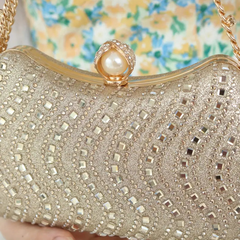 Elegant Rhinestone-Embellished Evening Clutch Bag for Women