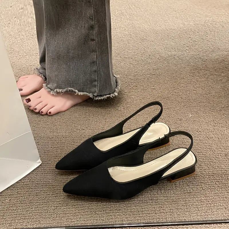 French-Style Low-Heel Closed-Toe Sandals