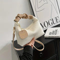 Stylish Simple Pleated Handbag PU Material Evening Party Women's Bag