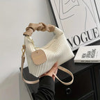 Stylish Simple Pleated Handbag PU Material Evening Party Women's Bag