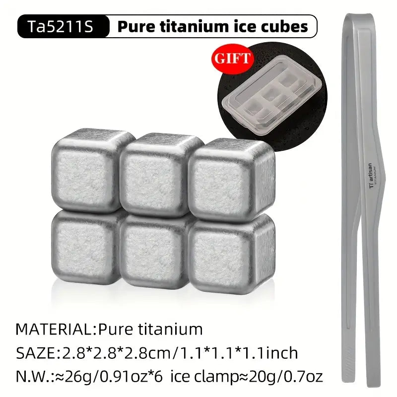 Tiartisan 6pcs Pure Titanium Ice Flower Model Beer Ice Cubes