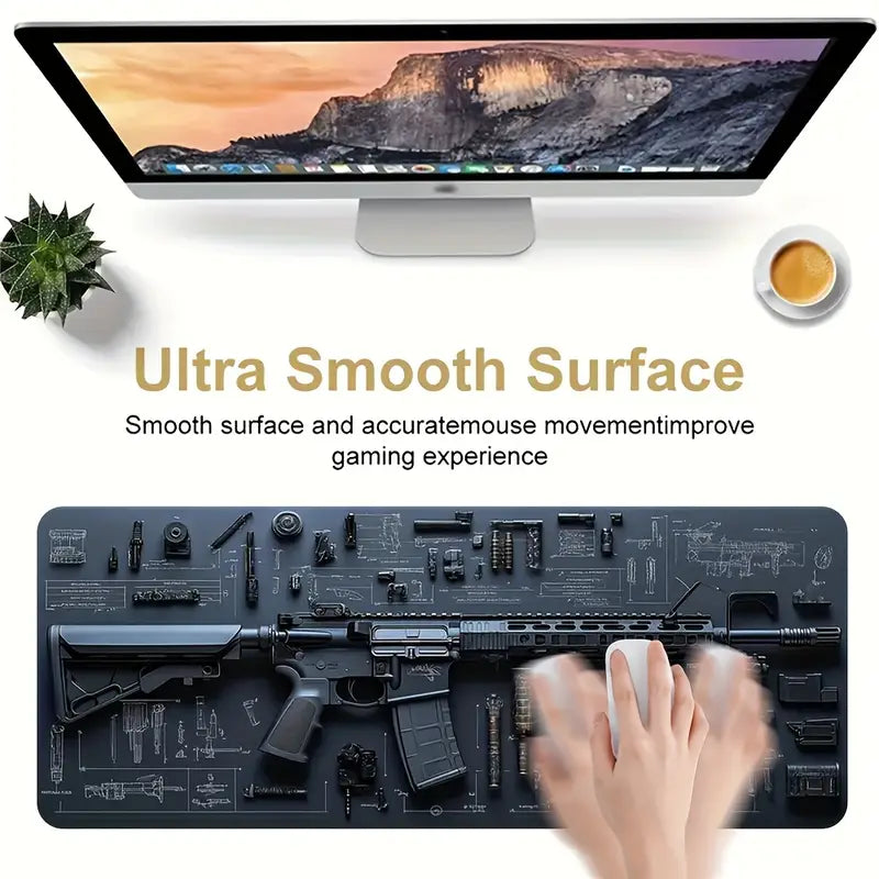 1pc Gun Design Art Large Mouse Pad