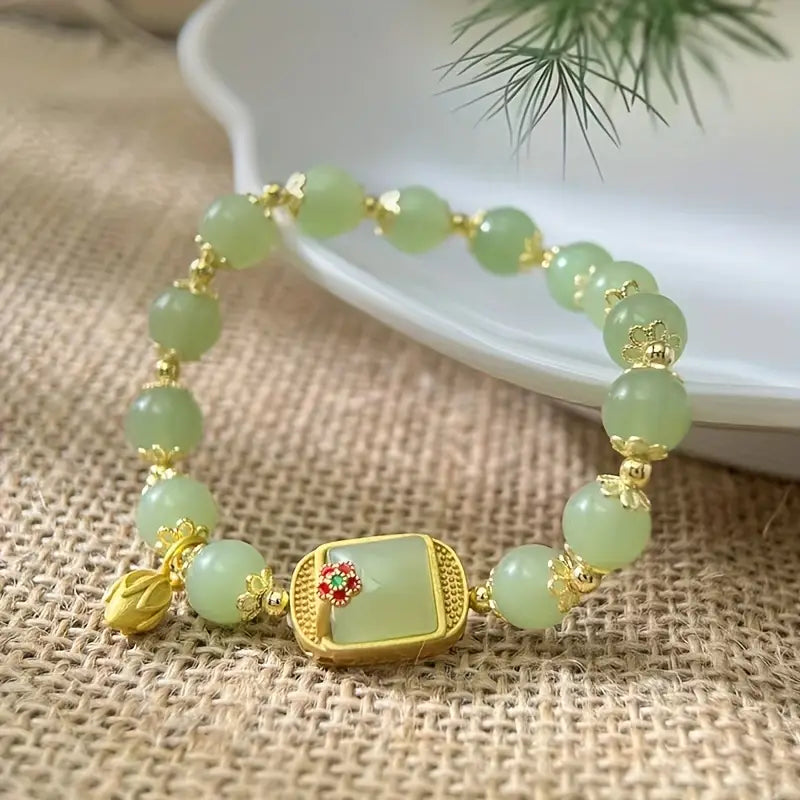 [Hot sale]Natural Hetian Jade Beaded Bracelet