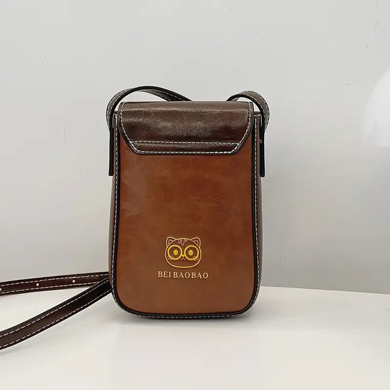 Women's Adjustable Crossbody Bag with Cute Cat Print