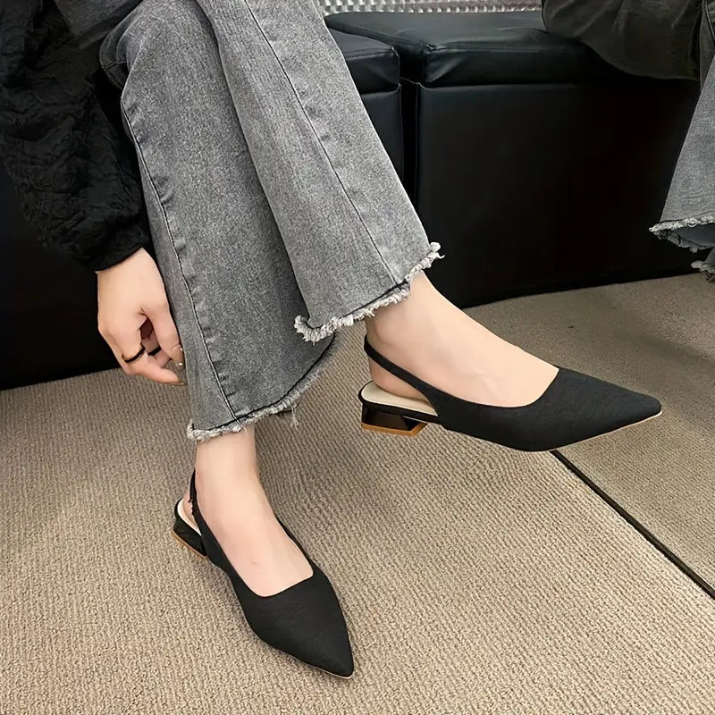 French-Style Low-Heel Closed-Toe Sandals