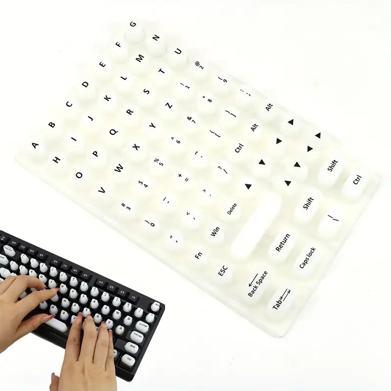 Soft Silicone Heart-Shaped Keyboard Stickers for Long Nails with Letters