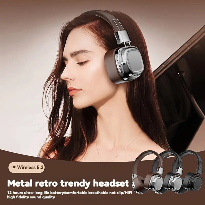 Vintage-Inspired Over-Ear Wireless Headset With Wireless 5.3 Chip
