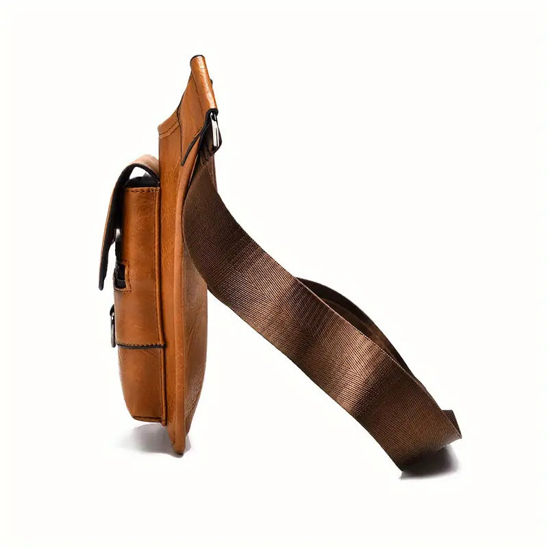 Men's Stylish PU Leather Crossbody Bag Versatile Shoulder Messenge