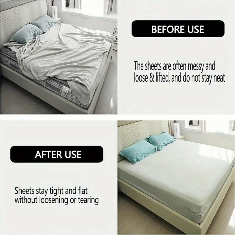 4pcs Gray Fitted Sheet Clips & Straps - Durable PP Plastic Corner Grips to Secure Mattress Fit