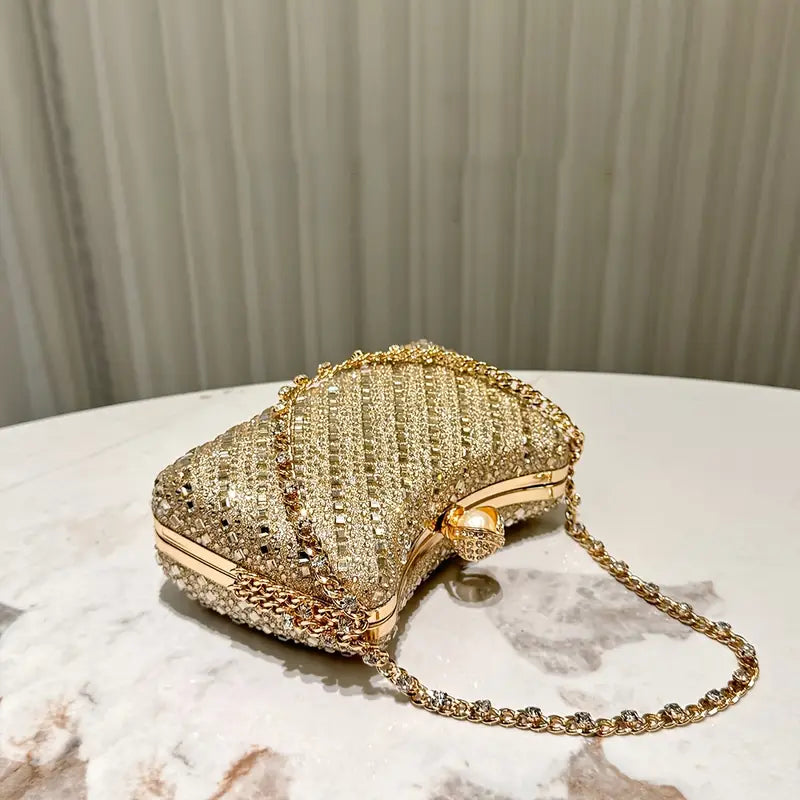Elegant Rhinestone-Embellished Evening Clutch Bag for Women