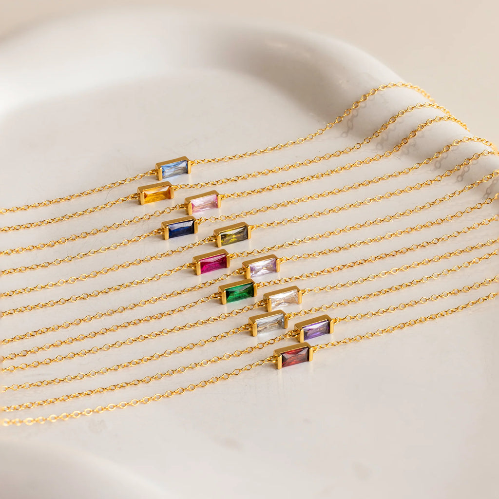 Dainty Baguette Birthstone Bracelet