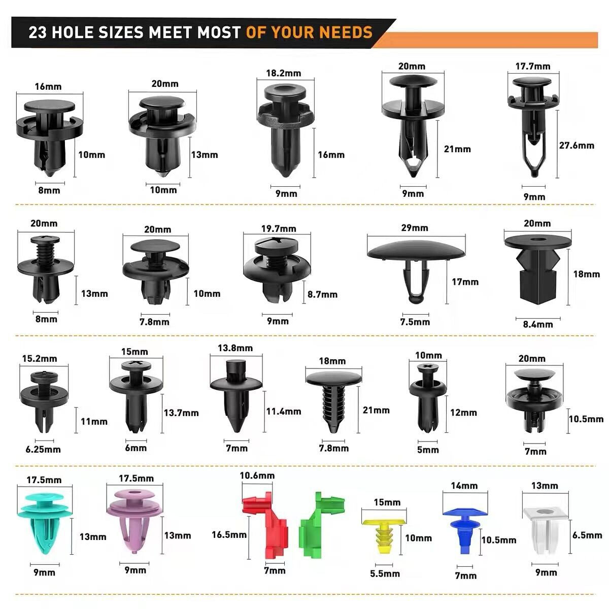 725pcs Set of Automotive Fastener Clips for Securing Car Body Components, Including Push Retainers, Rivets, And Trim Panel Fasteners, Along with a Tool for Removal