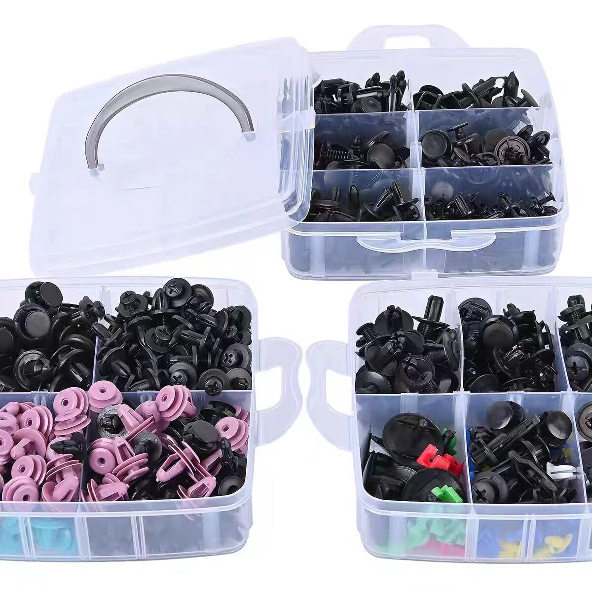 725pcs Set of Automotive Fastener Clips for Securing Car Body Components, Including Push Retainers, Rivets, And Trim Panel Fasteners, Along with a Tool for Removal