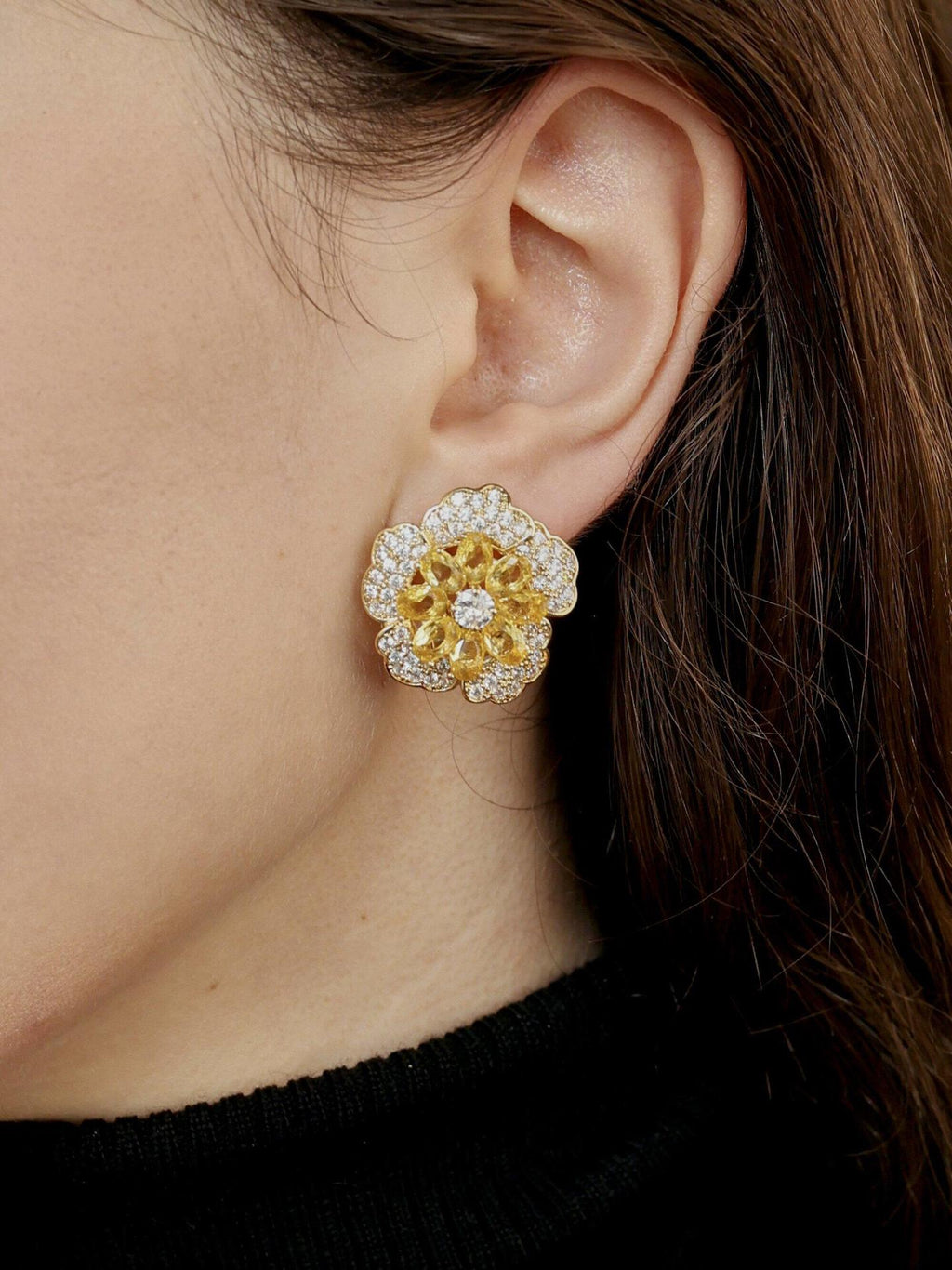 Green Field & Star Cluster – 1950s High Jewelry Turquoise and Green Stone  & Clip-on Earrings