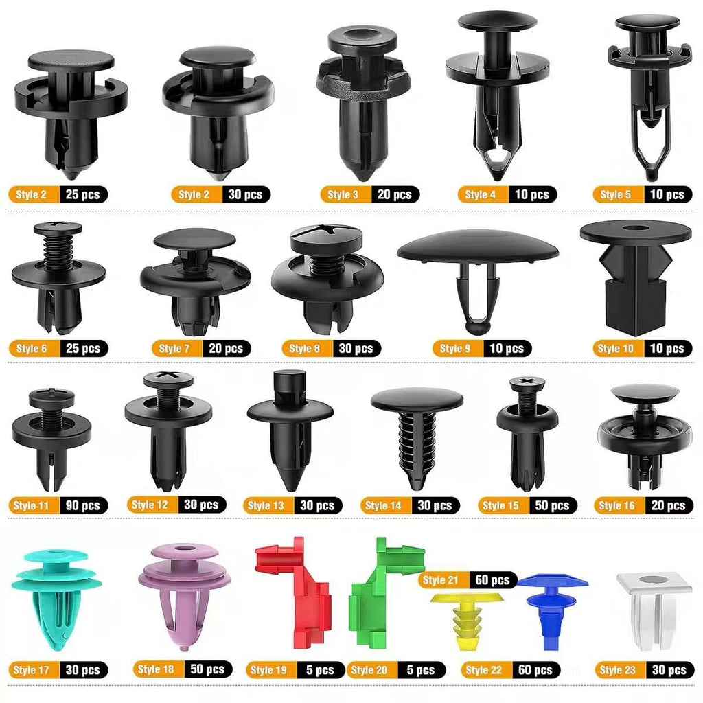 725pcs Set of Automotive Fastener Clips for Securing Car Body Components, Including Push Retainers, Rivets, And Trim Panel Fasteners, Along with a Tool for Removal