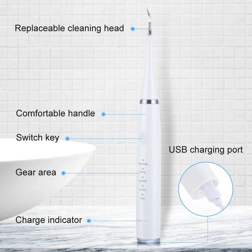 6 in 1 Ultrasonic Dental Scaler/Tartar Remover Electric Toothbrush: Teeth Plaque Cleaner, Whitening (Adult)