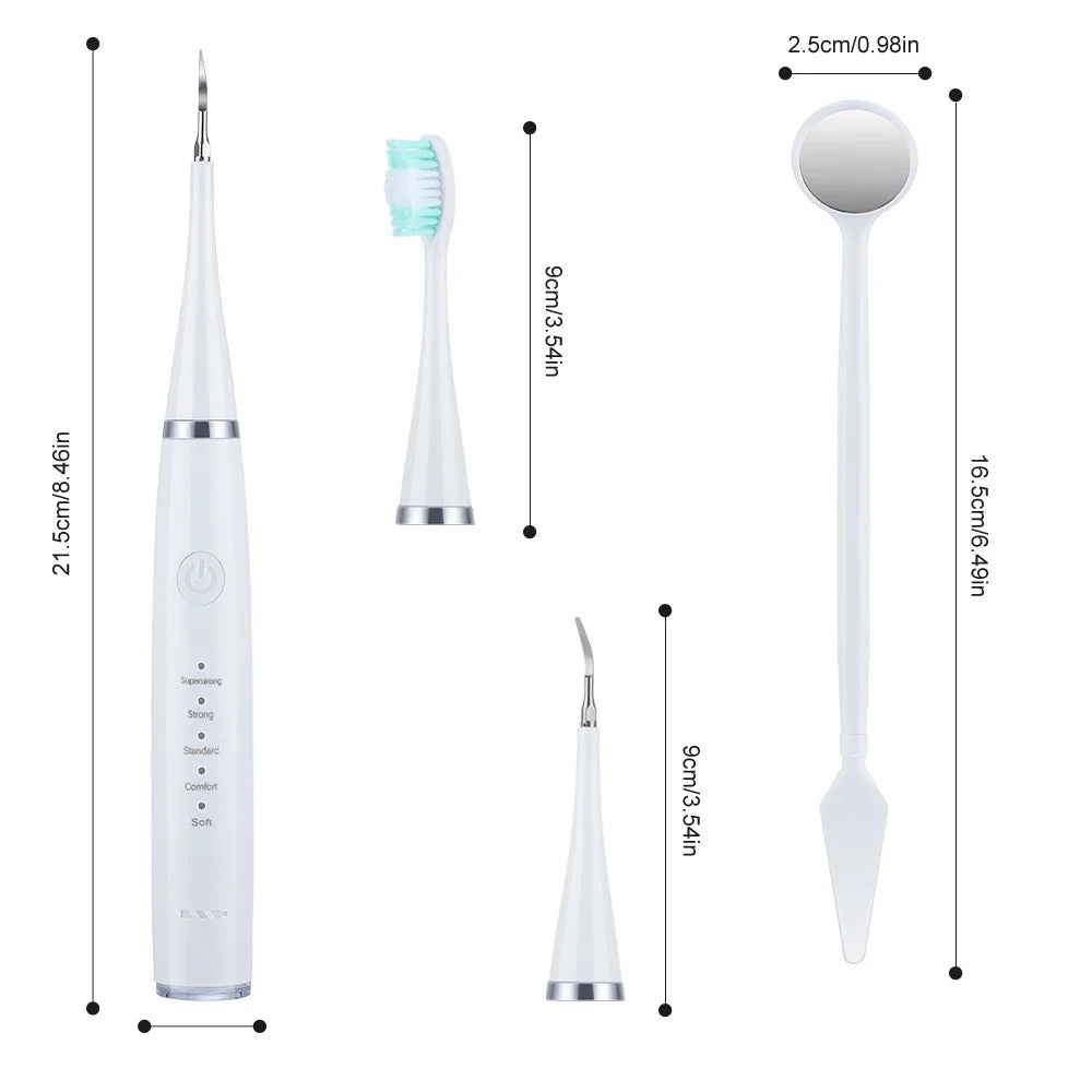 6 in 1 Ultrasonic Dental Scaler/Tartar Remover Electric Toothbrush: Teeth Plaque Cleaner, Whitening (Adult)