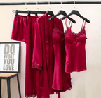 Blushy Silk 5 Piece Pajama Set