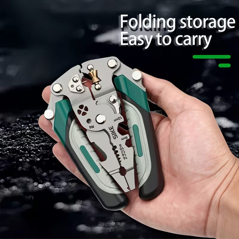 Collapsible Multi-Function Electrician Hand Tool Industrial Grade Wire Stripper, Durable High Carbon Steel Precision Tool for Cutting, Crimping, and Stripping - Suitable for All Electrical Work Sinterklaas