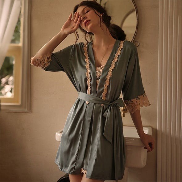Blushy Silk 5 Piece Pajama Set
