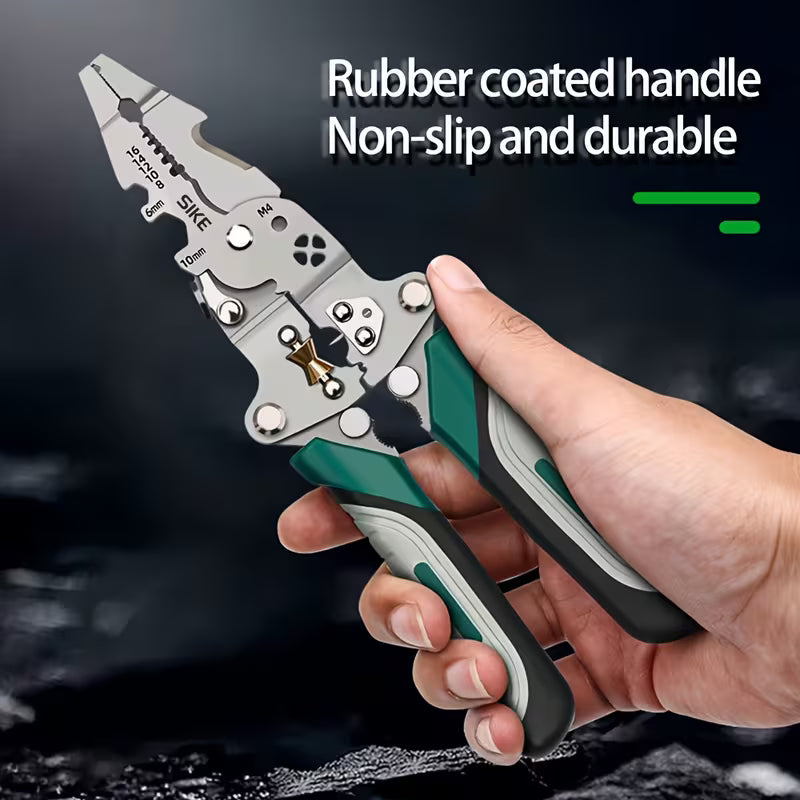 Collapsible Multi-Function Electrician Hand Tool Industrial Grade Wire Stripper, Durable High Carbon Steel Precision Tool for Cutting, Crimping, and Stripping - Suitable for All Electrical Work Sinterklaas