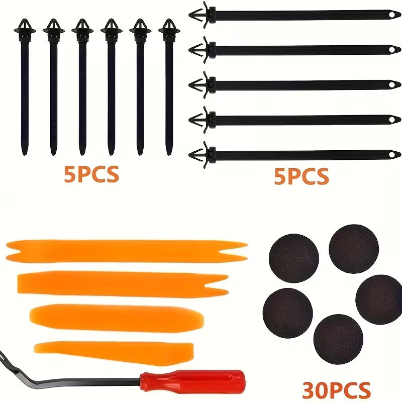725pcs Set of Automotive Fastener Clips for Securing Car Body Components, Including Push Retainers, Rivets, And Trim Panel Fasteners, Along with a Tool for Removal