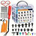 725pcs Set of Automotive Fastener Clips for Securing Car Body Components, Including Push Retainers, Rivets, And Trim Panel Fasteners, Along with a Tool for Removal