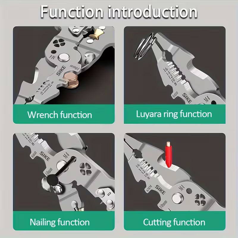 Collapsible Multi-Function Electrician Hand Tool Industrial Grade Wire Stripper, Durable High Carbon Steel Precision Tool for Cutting, Crimping, and Stripping - Suitable for All Electrical Work Sinterklaas