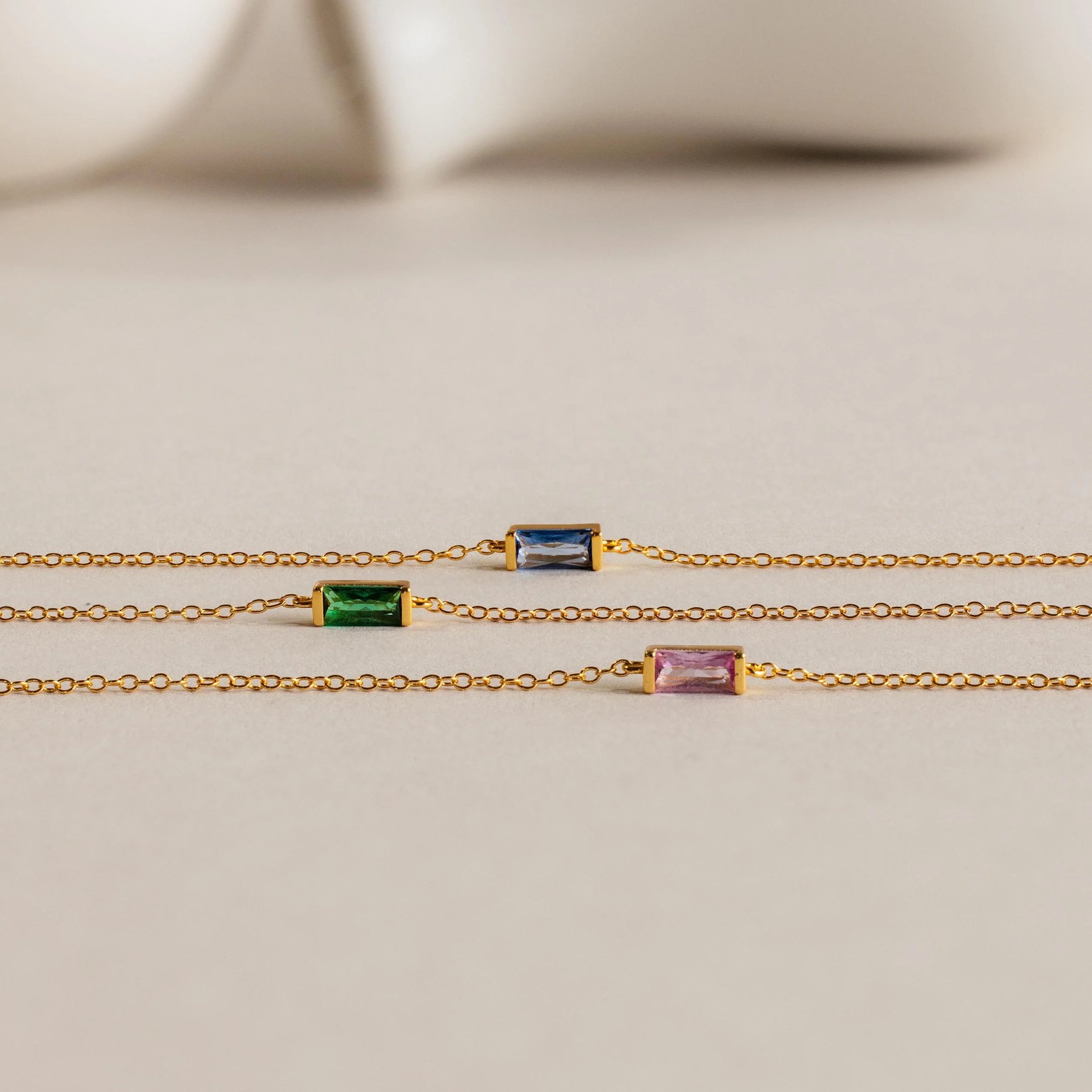 Dainty Baguette Birthstone Bracelet