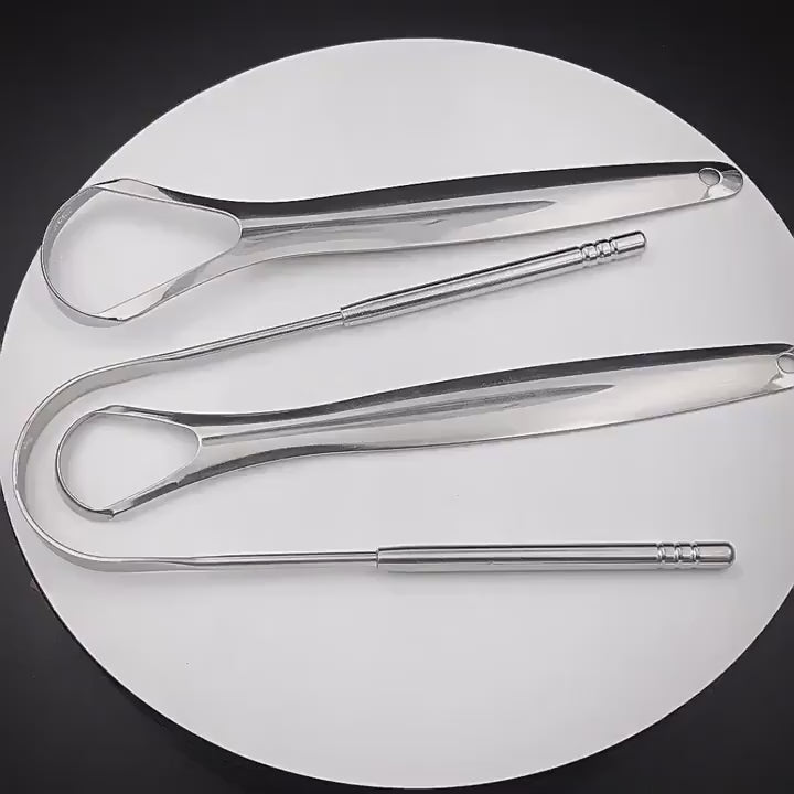 3pcs Stainless Steel Tongue Scrapers Set