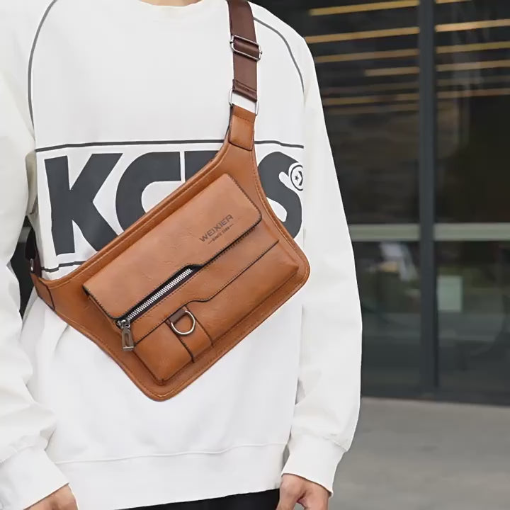 Men's Stylish PU Leather Crossbody Bag Versatile Shoulder Messenge