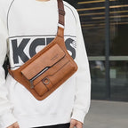 Men's Stylish PU Leather Crossbody Bag Versatile Shoulder Messenge