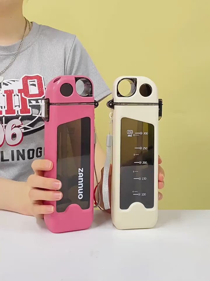 1pc 350ml/11.83oz Plastic Leakproof Square Water Cup