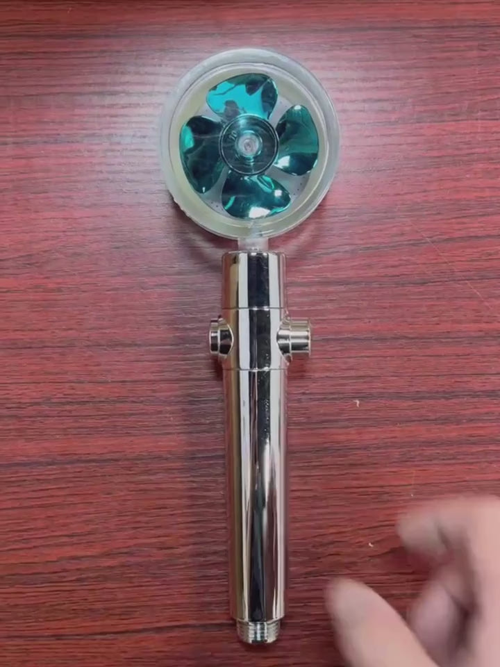 High-Pressure 360° Rotating Fan Shower Head with Filter