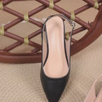 French-Style Low-Heel Closed-Toe Sandals