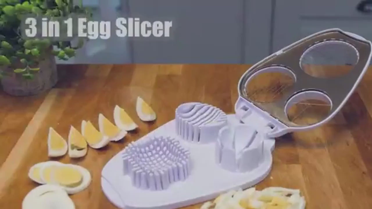 Easy-to-Use 3-in-1 Egg Slicer with Stainless Steel Blades