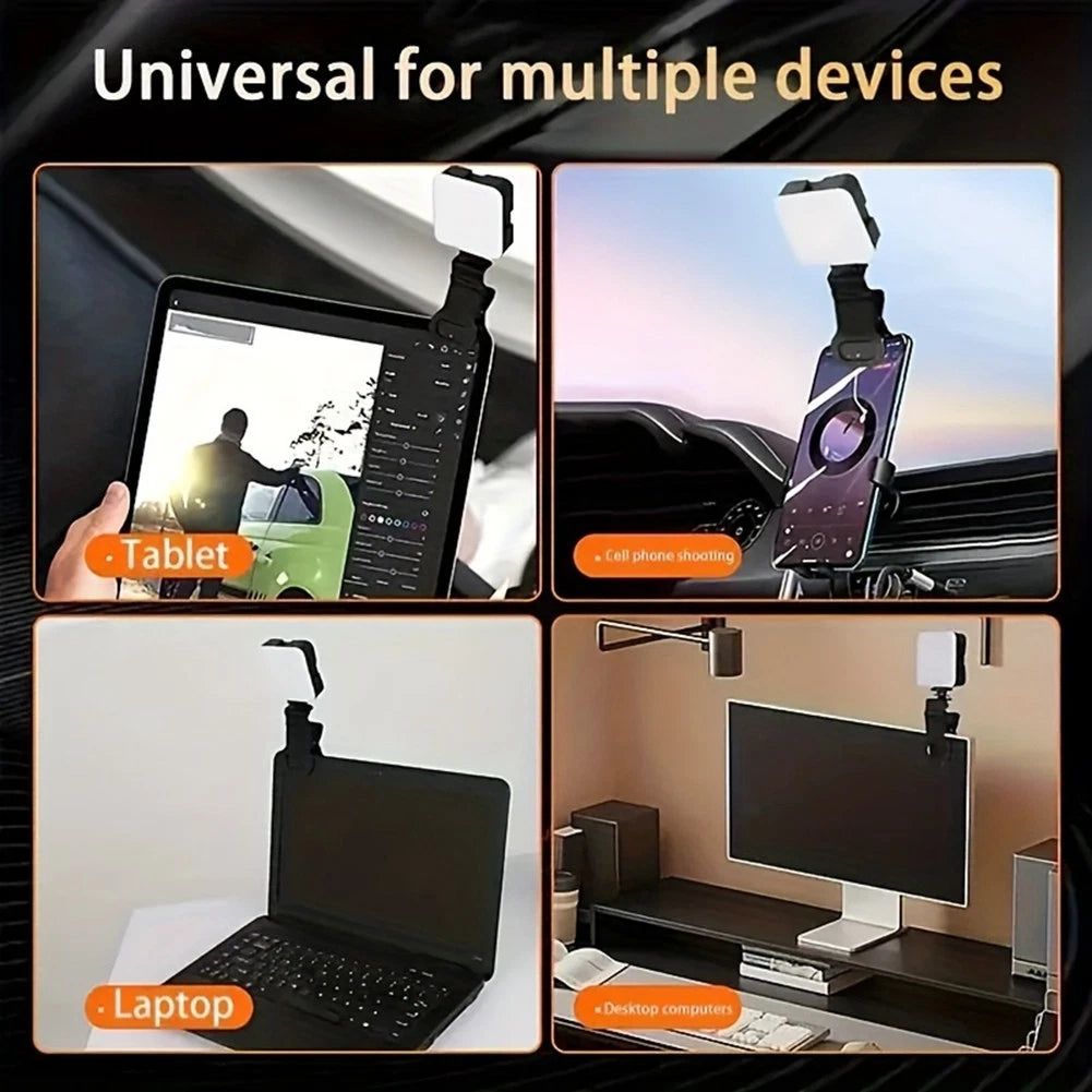 Portable Mini Selfie Fill Light Rechargeable 3 Modes Adjustable Brightness Clip on for Mobile Phone Computer Fill Light