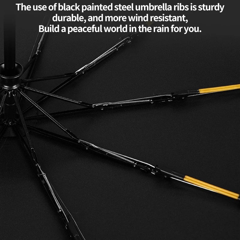 Travel Folding Umbrella, 10 Ribs Automatic Open, Lightweight Compact Portable Backpack Car Parasol Outdoor, Sun/Rain, Anti 99 UV Protection UPF 50, Men Women Carabiner Handle Design