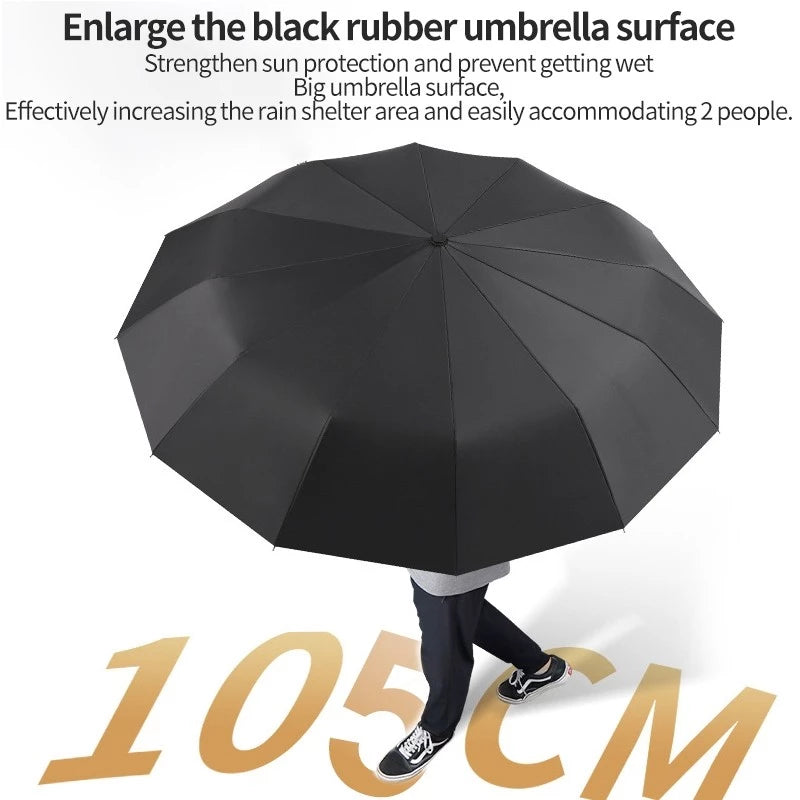 Travel Folding Umbrella, 10 Ribs Automatic Open, Lightweight Compact Portable Backpack Car Parasol Outdoor, Sun/Rain, Anti 99 UV Protection UPF 50, Men Women Carabiner Handle Design